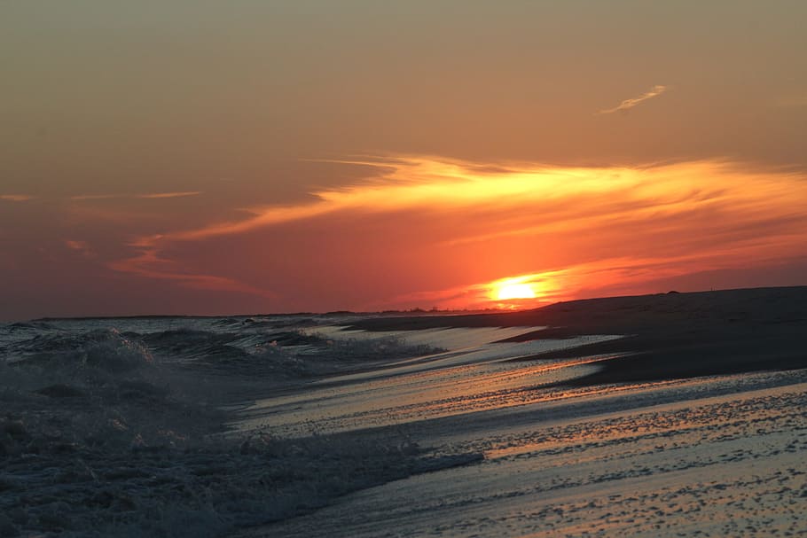 夕日 ビーチ 海 空 水 風景 自然 自然の美しさ 土地 地平線 水上の地平線 Pxfuel