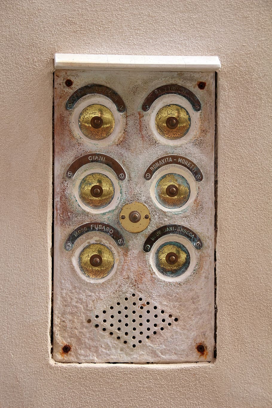 bell, house entrance, doorbell, shiny, klingelingeling, door bell, intercom, close-up, metal, control