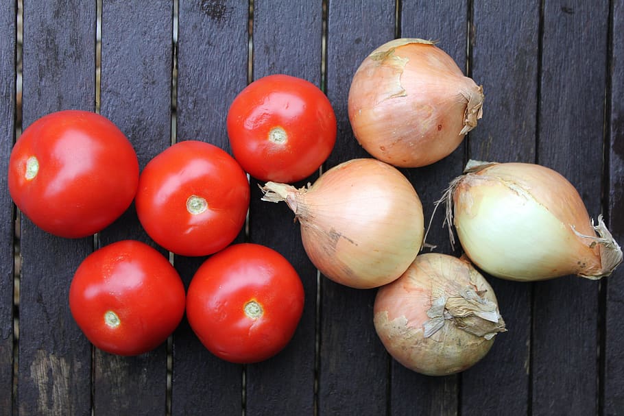 tomates, cebollas, frutas y verduras, colección, saludable, vitaminas, bulbo, cocina, comestible, receta