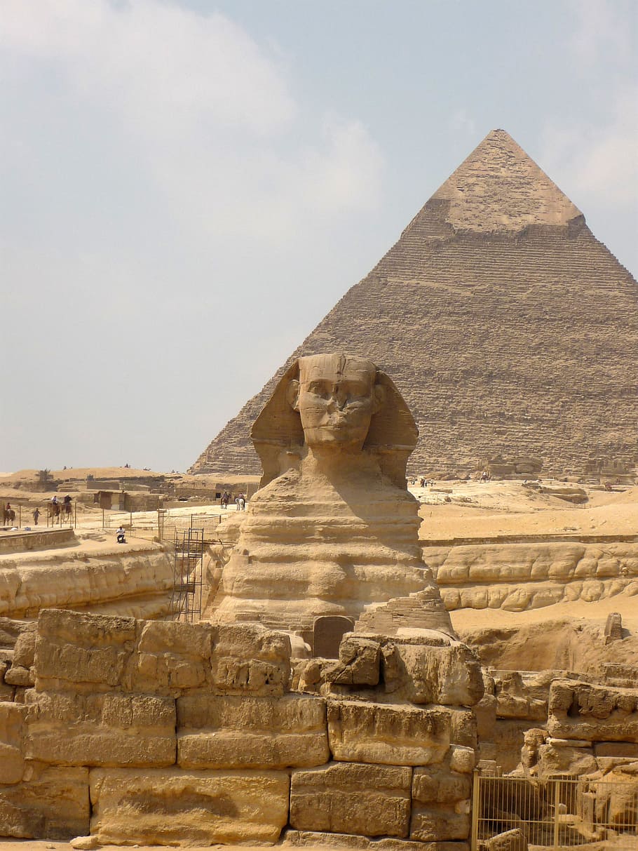 スフィンクス, ピラミッド, エジプト, ギザ, 像, ライオンの図, アートワーク, 歴史的に, 建築, 古代文明