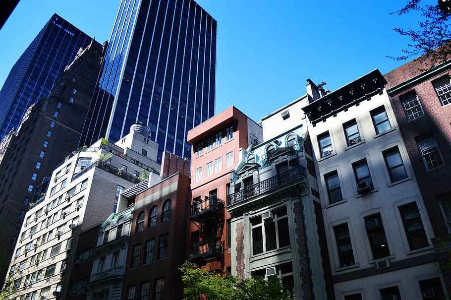 City, Buildings, Street, newyork, sky, new york, architecture, window, building exterior, blue