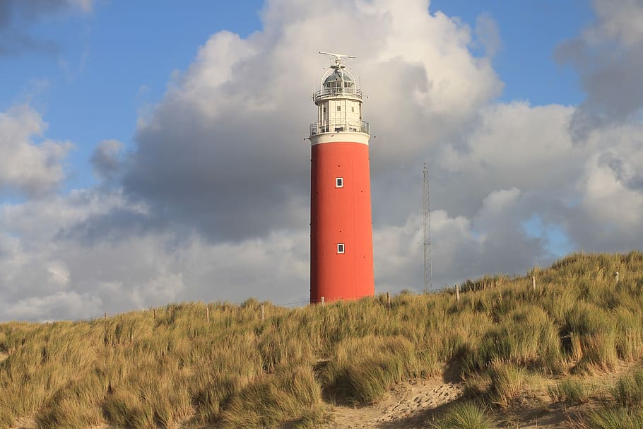 texel, north sea, lighthouse, lake, beach, sea, red, vacations, holland, island