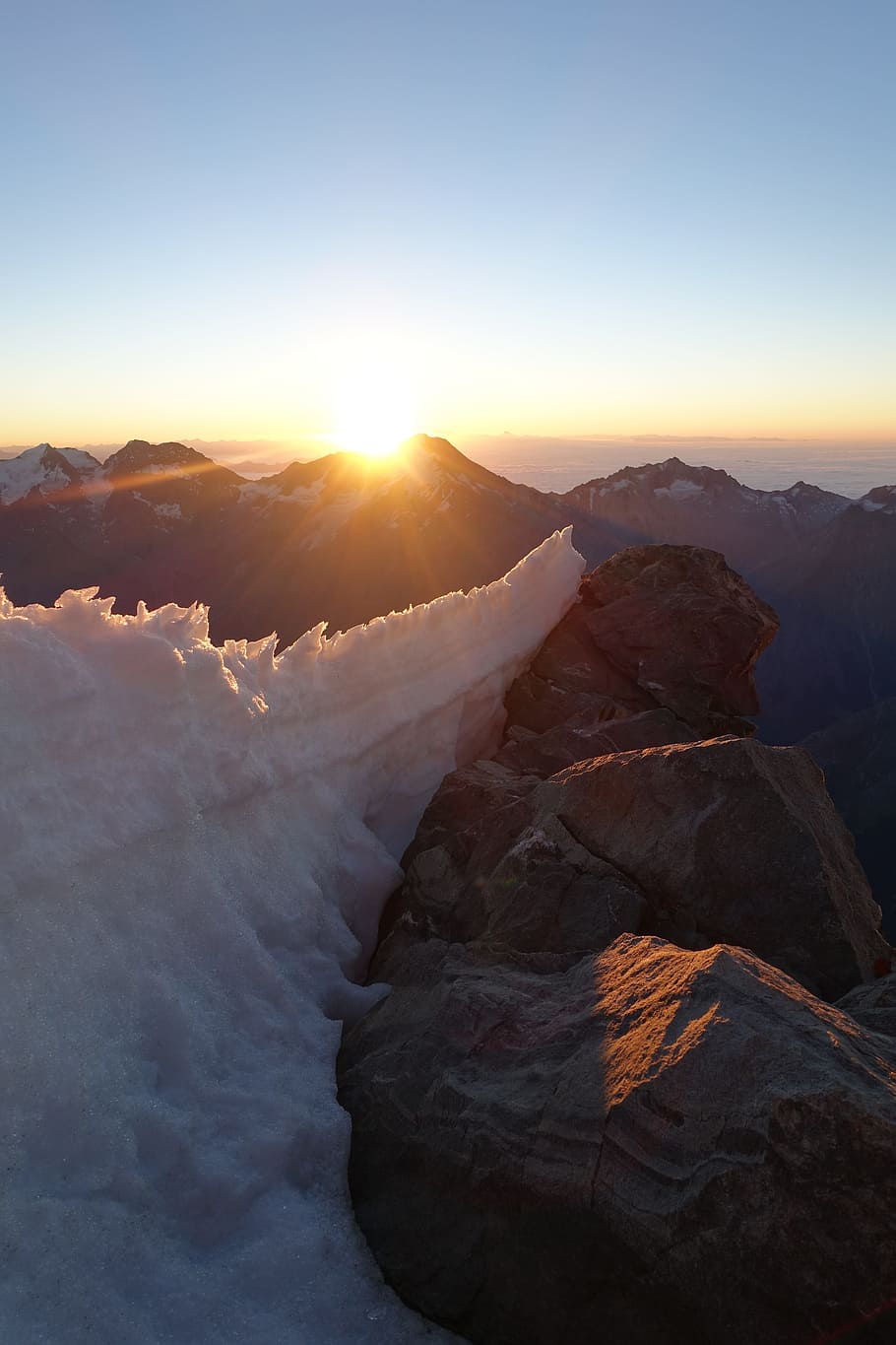 lenz top, valais, high-altitude mountain tour, morgenstimmung, sun, mountaineering, dream day, sunrise, sunbeam, mountains