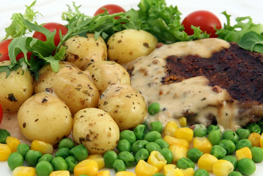 patata, maíz, tomates, apetito, barbacoa, carne de res, calorías, catering, celulitis, colesterol
