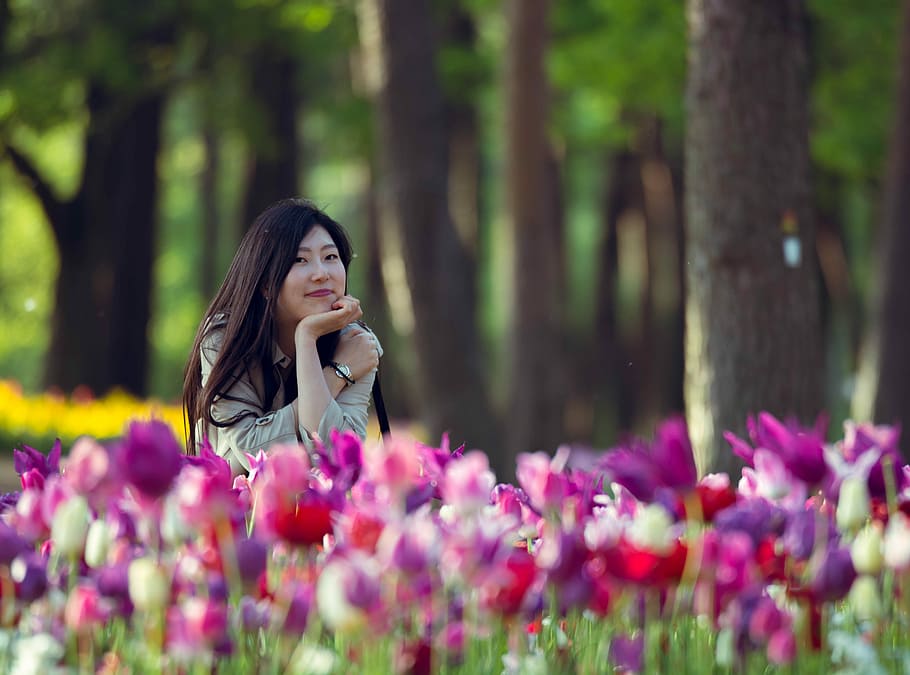 Candid, Japanese, Cute, Smile, flower, one person, only women, plant, one woman only, adults only