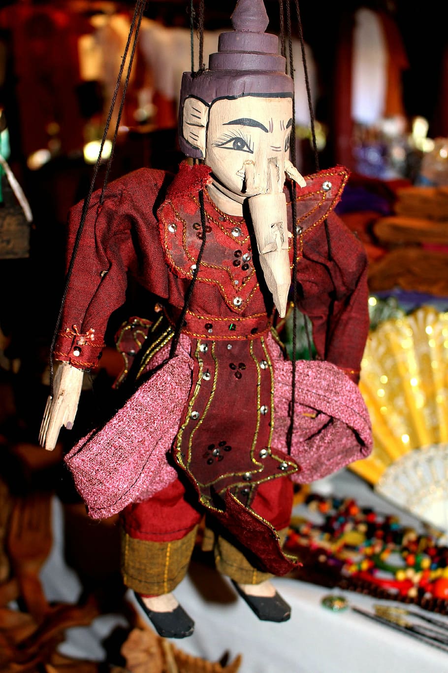 ganesha, elephant, marionette, inle, souvenir, myanmar, burmese, culture, god, asian