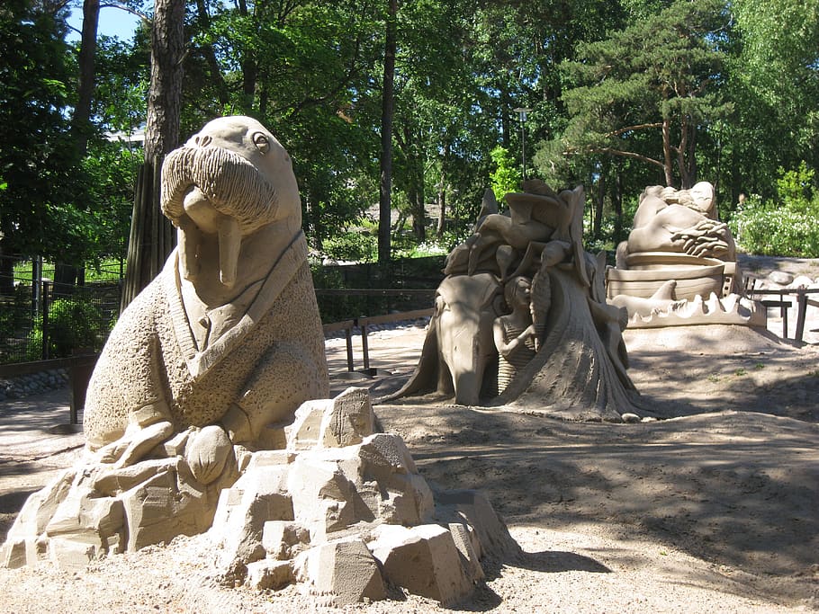 korkeasaari, escultura de arena, esculturas de arena, helsinki, obra de arte, arte y artesanía, escultura, árbol, representación, creatividad