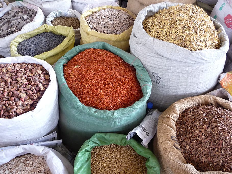 Spices, Market, Food, Red, Cooking, red, cooking, organic, herb, bazaar, cuisine