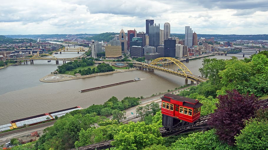 Pittsburgh, Pensilvânia, cidade, linha do horizonte, urbano, edifícios, arranha-céus, cidades, rio, paisagem urbana