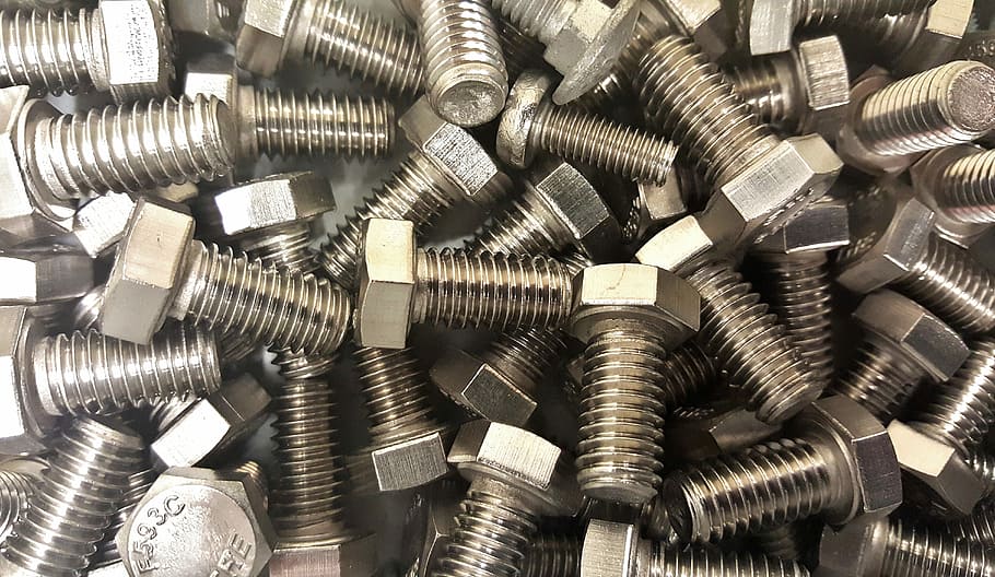 gray screw pile, Nuts And Bolts, Screw, bolts, nuts, steel, metal, metallic, tools, tool kit