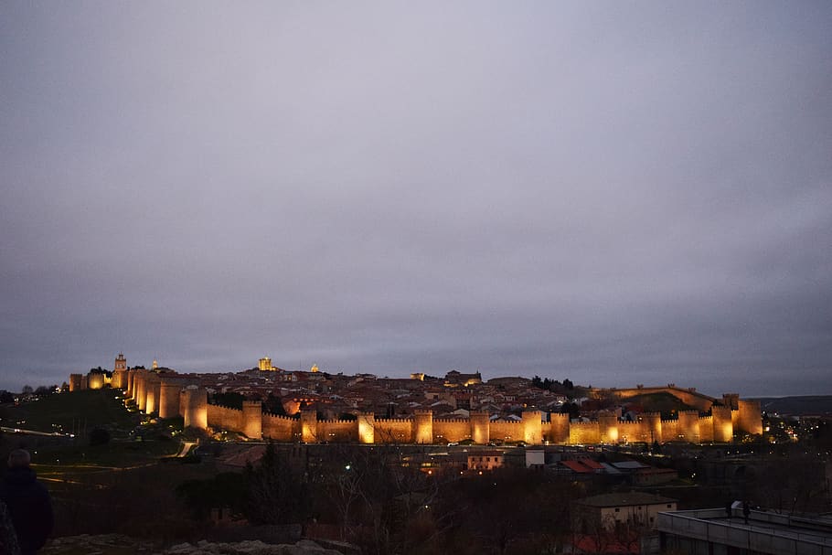 Ávila, España, pared, arquitectura, piedra, histórico, ciudad, medieval, fortaleza, fortificación