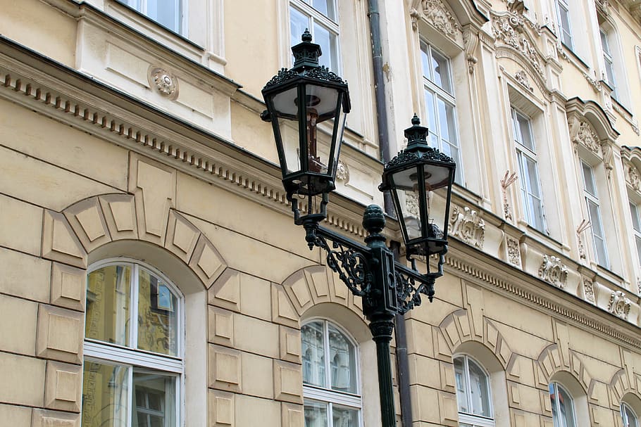 prague, street lamp, lamp, historic center, historically, architecture, facade, building, city, lantern