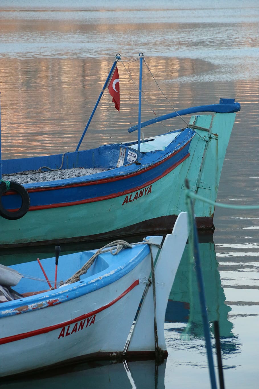 boat, marine, water, reflection, sunset, landscape, port, turkey, coastal, waters