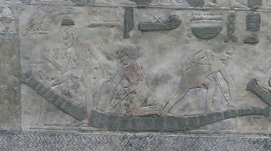relief, art, historically, egyptian, museum, antique, antiquity, archaeology, boat, man rowing