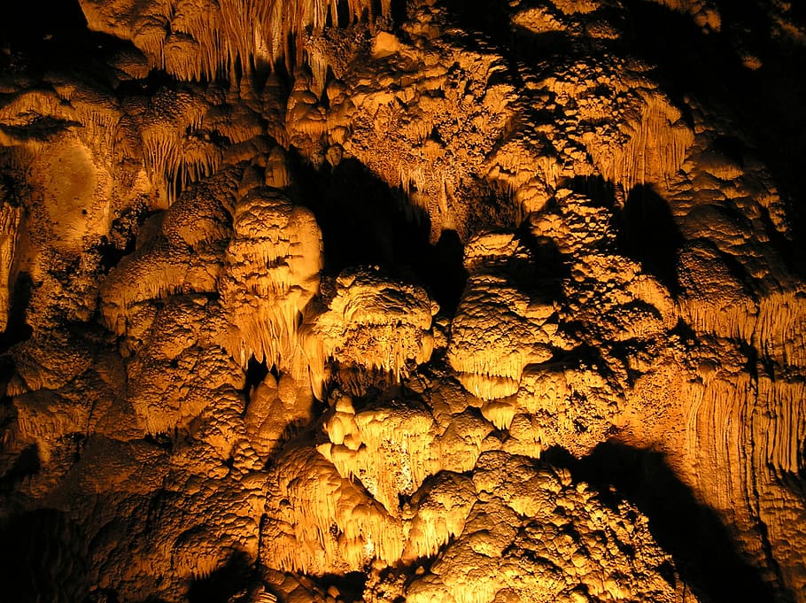 estruturas rochosas, interior, caverna, cavernas de carlsbad, nacional, parque, novo, méxico, estruturas, parque nacional de cavernas de Carlsbad
