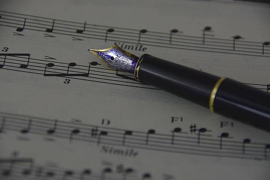 música, partição, notas, caneta, artistas, concerto, caneta esferográfica, escopo, papel, instrumento de escrita