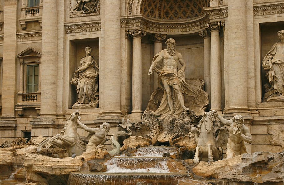 trevi fountain, italy, fontana, trevi, statue, rome, ancient rome, water, capital, ancient, statues