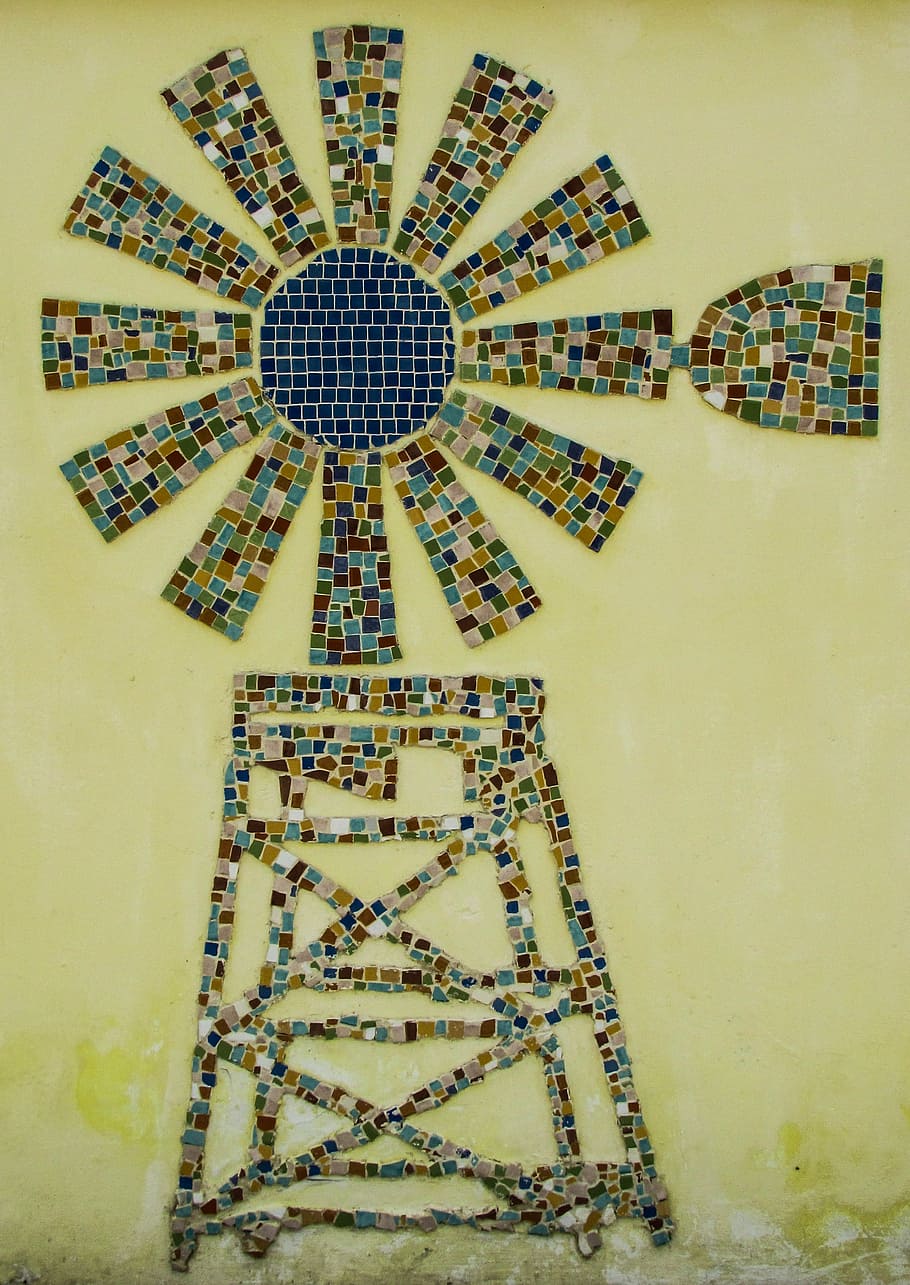 molino de viento, tradicional, mosaico, famagusta, chipre, en el interior, creatividad, arte y artesanía, patrón, arquitectura