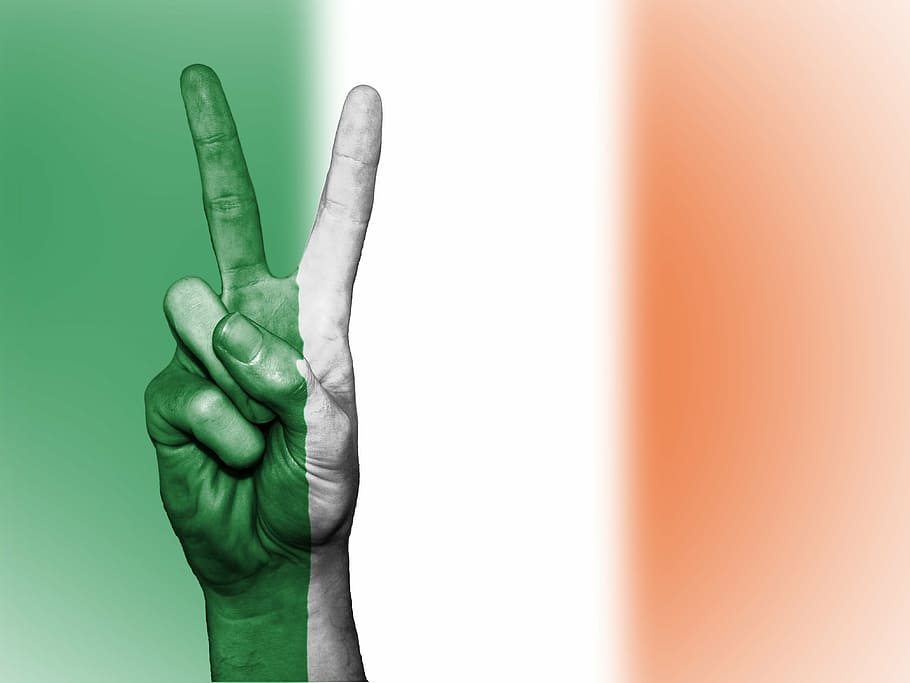 signo de la mano de paz, Irlanda, paz, mano, nación, fondo, pancarta, colores, país, bandera