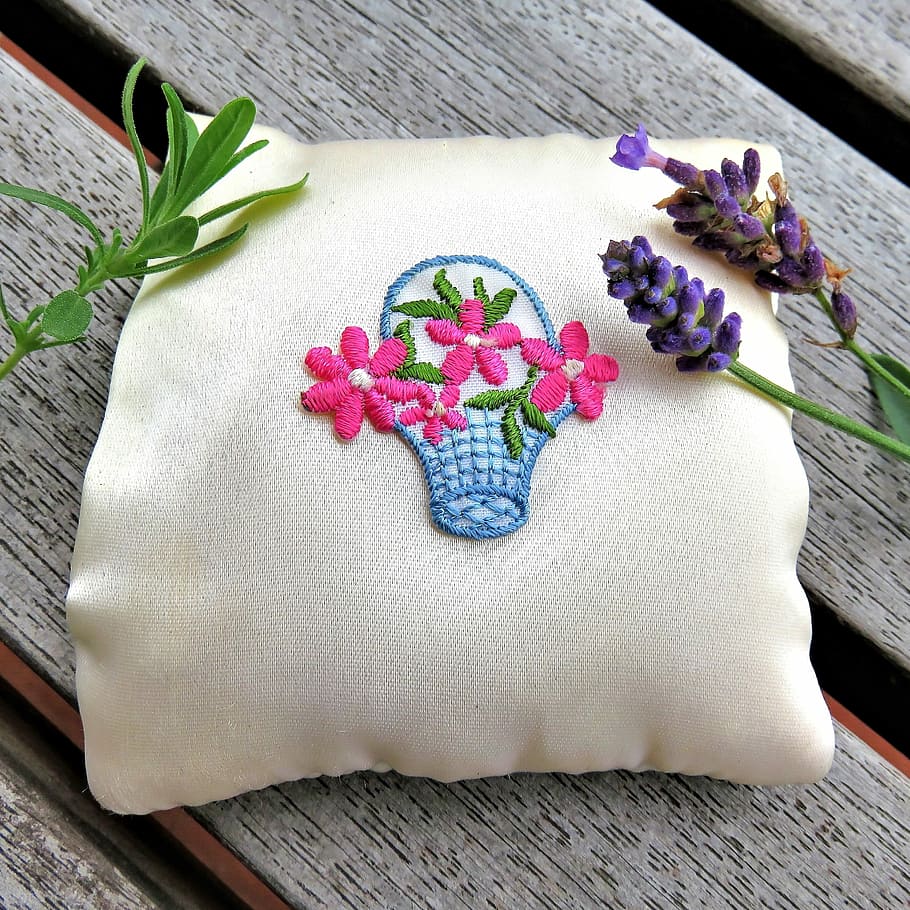 two, purple, flowers, white, pink, floral, throw, pillow, Lavender, Medicinal Plant