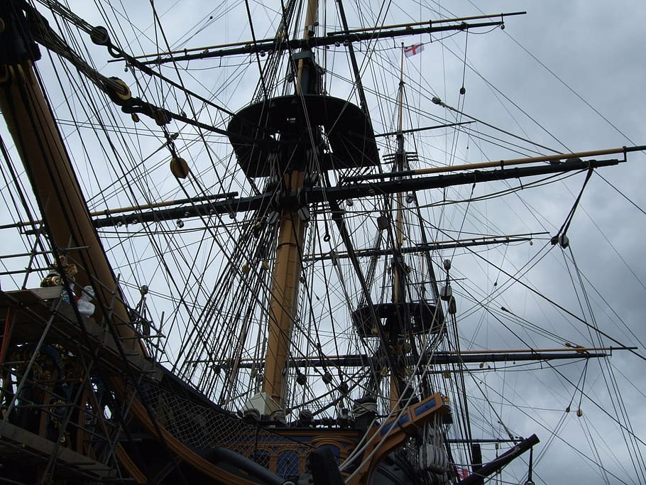 hms勝利, ロードネルソン, 船, ポーツマス, イギリス, 帆船, 航海船, 背の高い船, セーリング, 索具