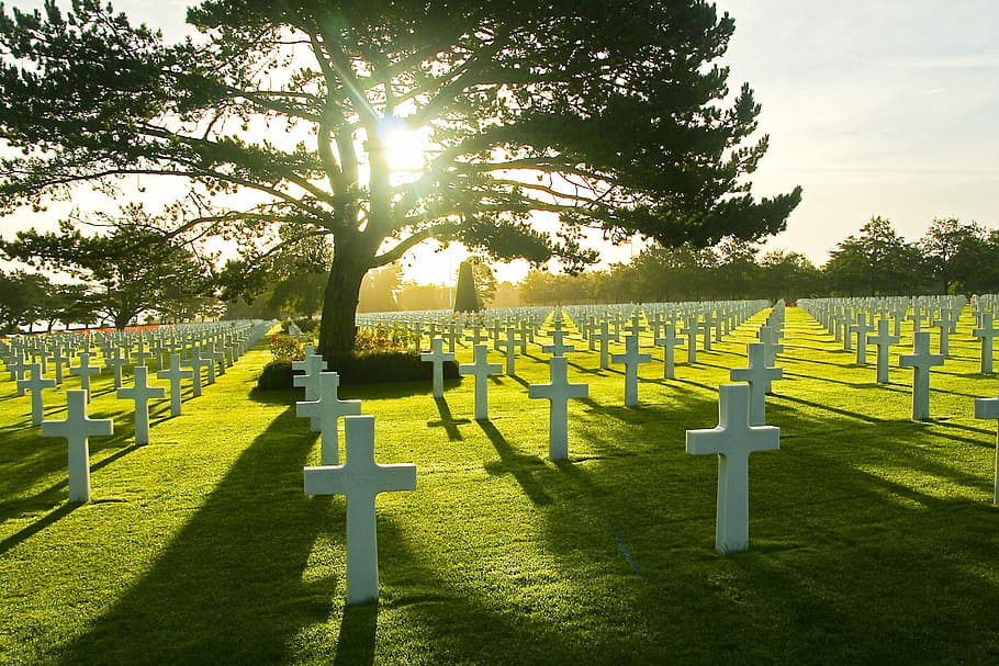 Pantai Omaha, Pemakaman Militer, Normandia, pemakaman, duka, perancis, kuburan, salib, batu nisan, peringatan