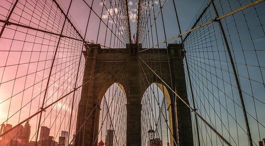 brown, bridge, sunset, brookly bridge, new york, travel, tourist, nyc, manhattan, new York City