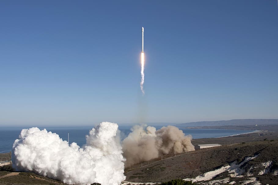 gray, rocket, daytime, Rocket Launch, Spacex, Lift-Off, launch, flames, propulsion, space