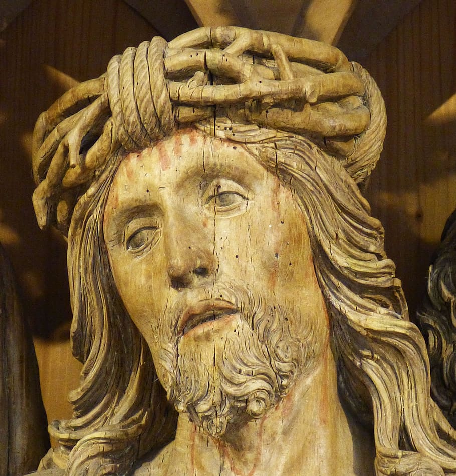 closeup, jesus christ statue, relief, wood, historically, art, church, carve, jesus, passion