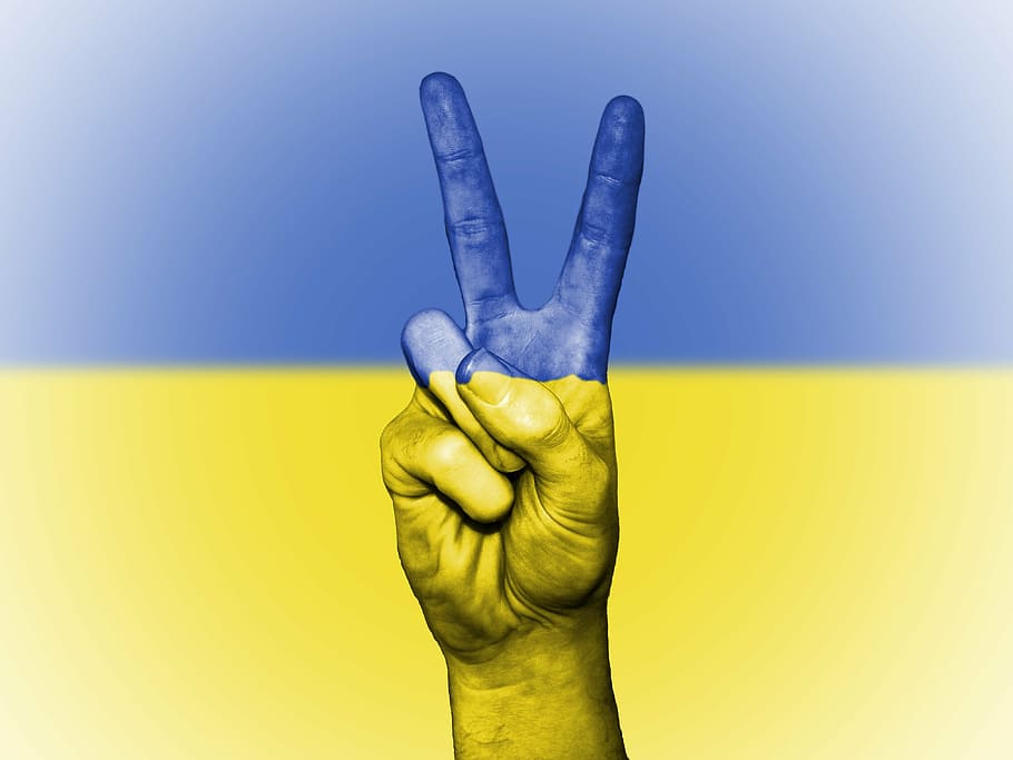 ilustrasi tanda perdamaian, ukraina, perdamaian, tangan, bangsa, latar belakang, spanduk, warna, negara, bendera