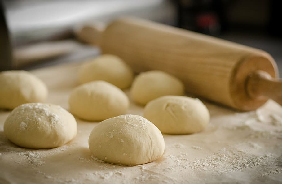 rolling, pin, several, doughs, dough, cook, recipe, italian, flour, kitchen