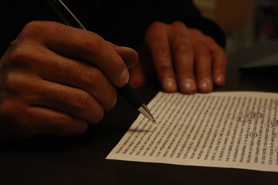 man, black, long-sleeved, shirt, holding, ballpoint pen, man in black, lyrics, exercise, to write