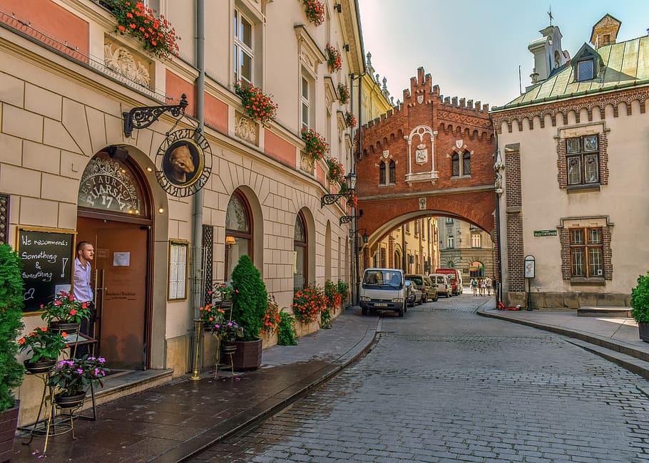 street, square, old buildings, architecture, city, travel, historic, tourism, urban, krakow