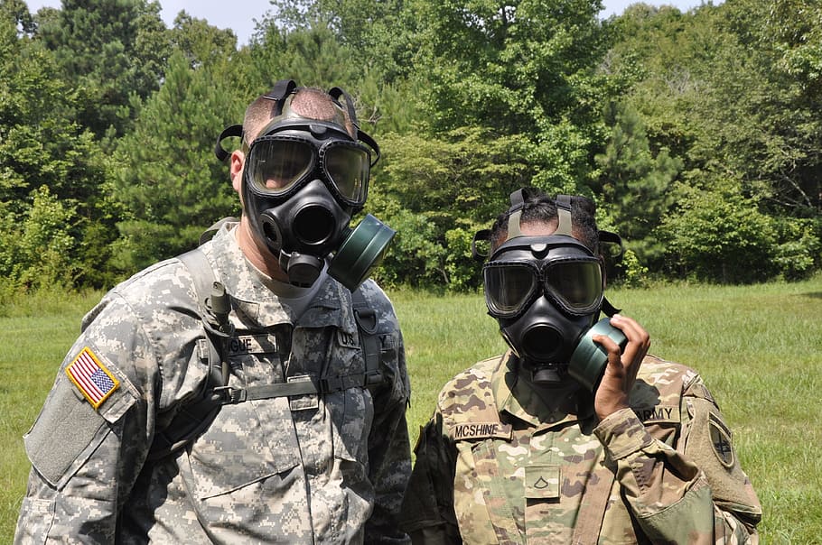 gas mask, army, soldiers, training, cbrn, military, equipment, safety, chemical, biological