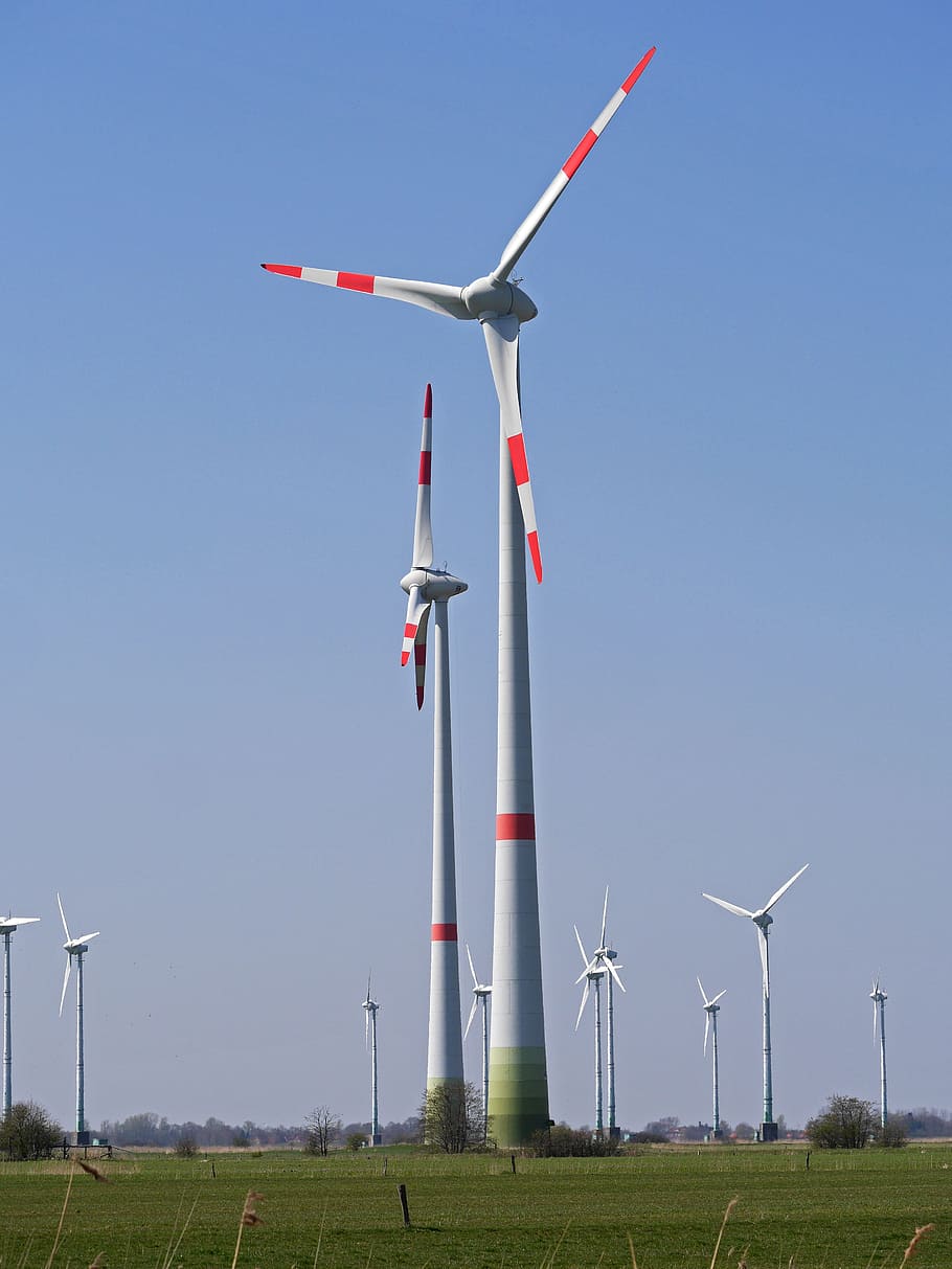 Parque eólico, medidor, clase, windräder, 180 metros, warnanstrich, energía eólica, energía, generación de energía, corriente