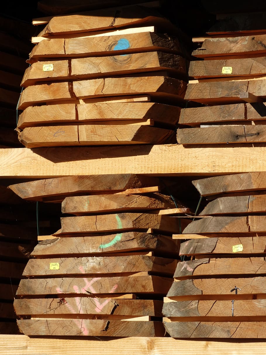 lumber, wood panels, sawmill, sägeprodukt, construction material, stack, large group of objects, sunlight, wood - material, wood