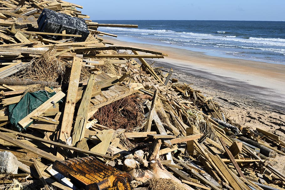 stacked, lumbers, body, water, hurricane matthew, damage, dock, pier, outdoors, debris