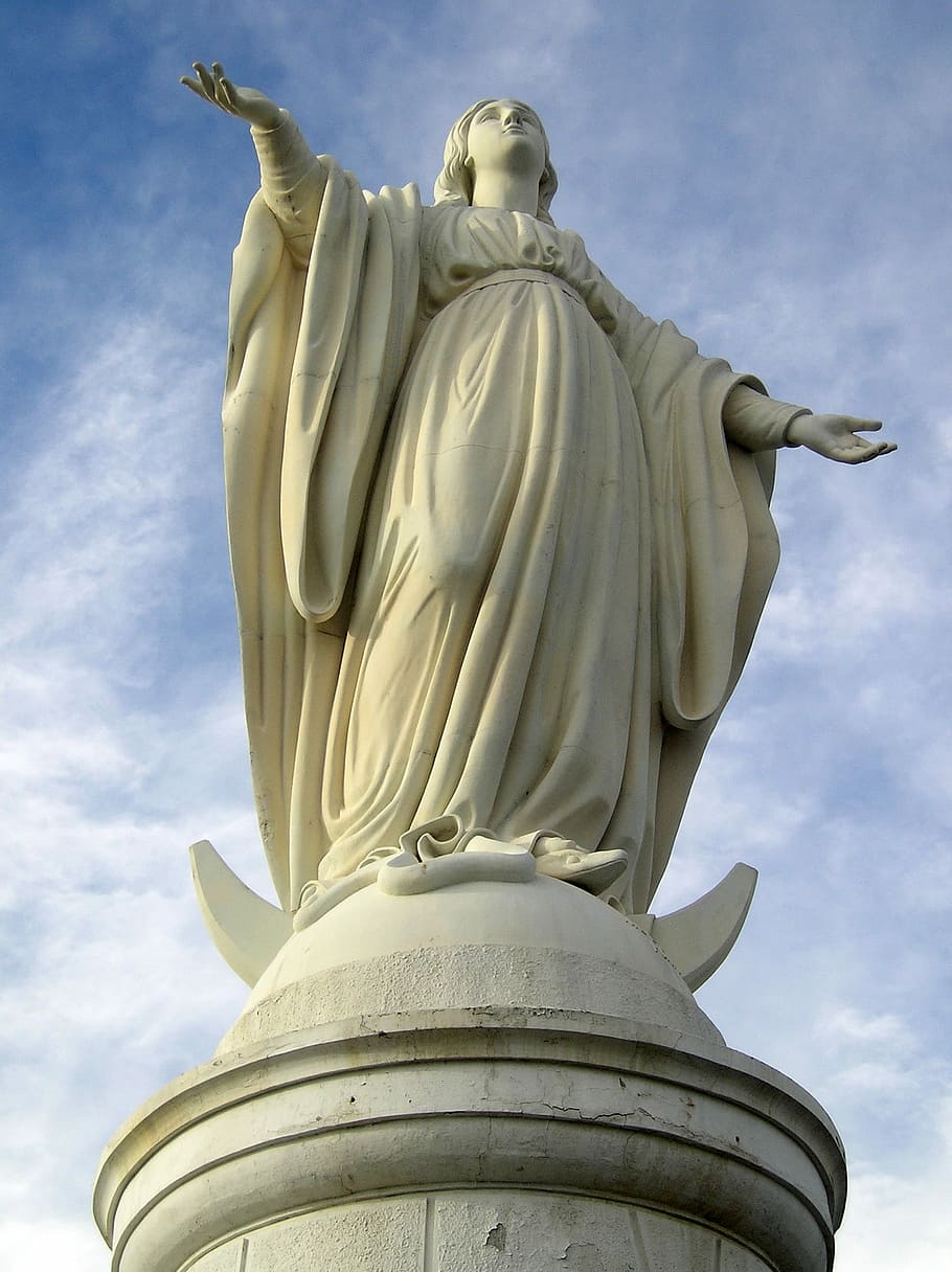 statue, virgin, mary, santiago, chile, Virgin Mary, Santiago, Chile, photos, public domain, sky