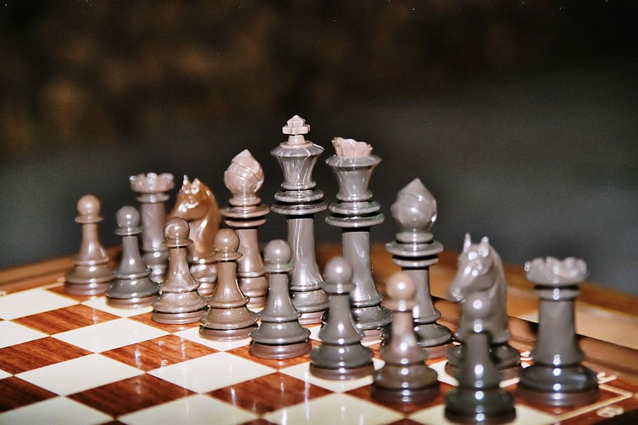Jugar, tablero de ajedrez, ajedrez, rey, piezas de ajedrez, dama, figuras, estrategia, juego de ajedrez, springer