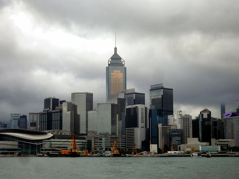 cidade, Hong Kong, Arranha-céu, construção, Cidade grande, vista, Horizonte, metrópole, urbano, Ásia