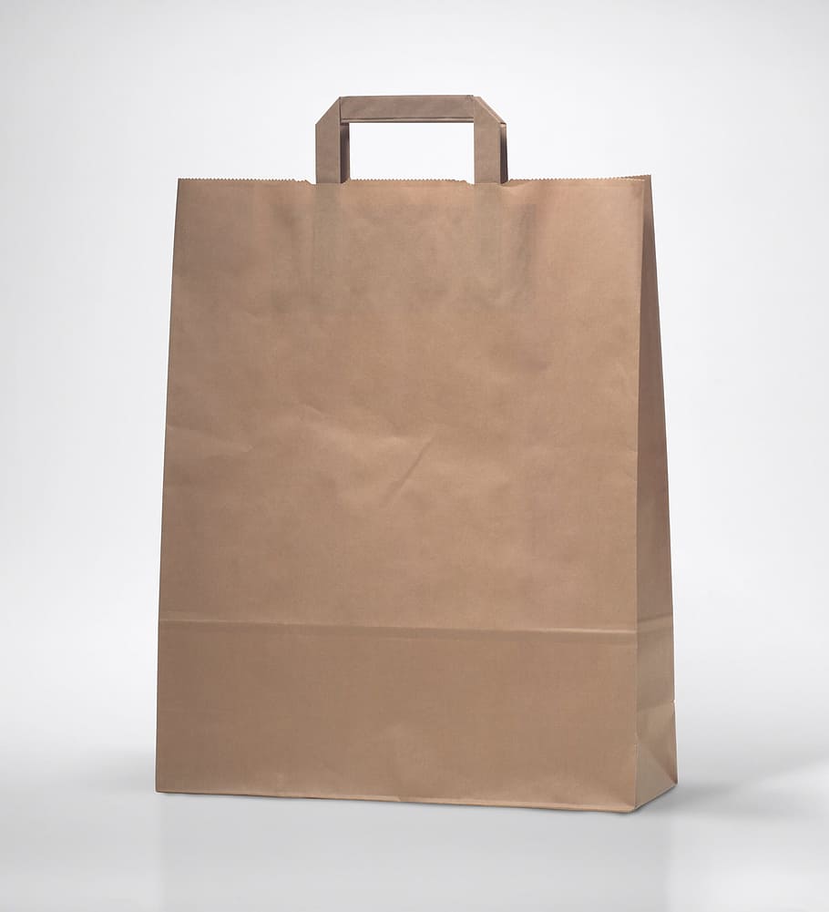 сумочка, брендинг, прототип, бумага, копией пространства, пустой, сумка, коричневый, вырезать, документ
