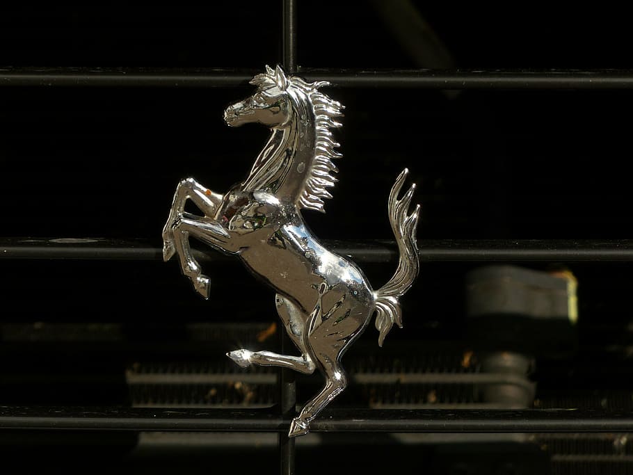 silver horse decor, cavallino rampante, ferrari, seahorses, figure, metal, deco, trademarks, sports car, speed