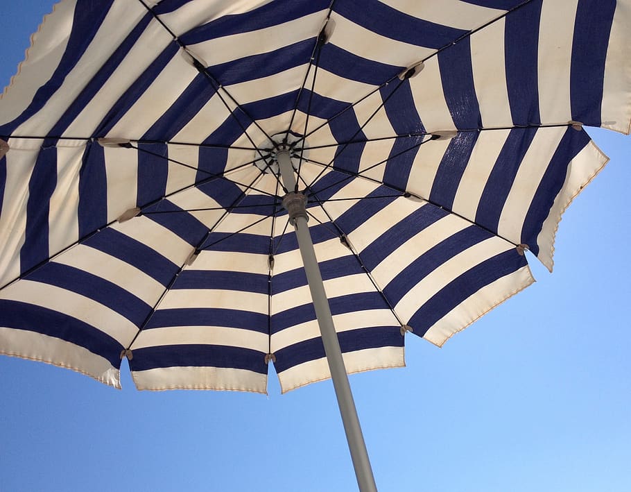 parasol, vacations, sky, sea, beach, summer, swim, sun, beach holiday, blue