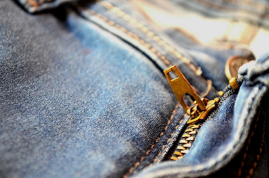 Cremallera, mosca, jeans, azul, bolsillo, moda, ropa, casual, denim, algodón