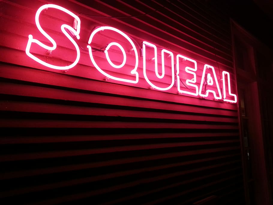 Sign, Neon, Squeal, Pink, red, neon Light, night, illuminated, no People, text