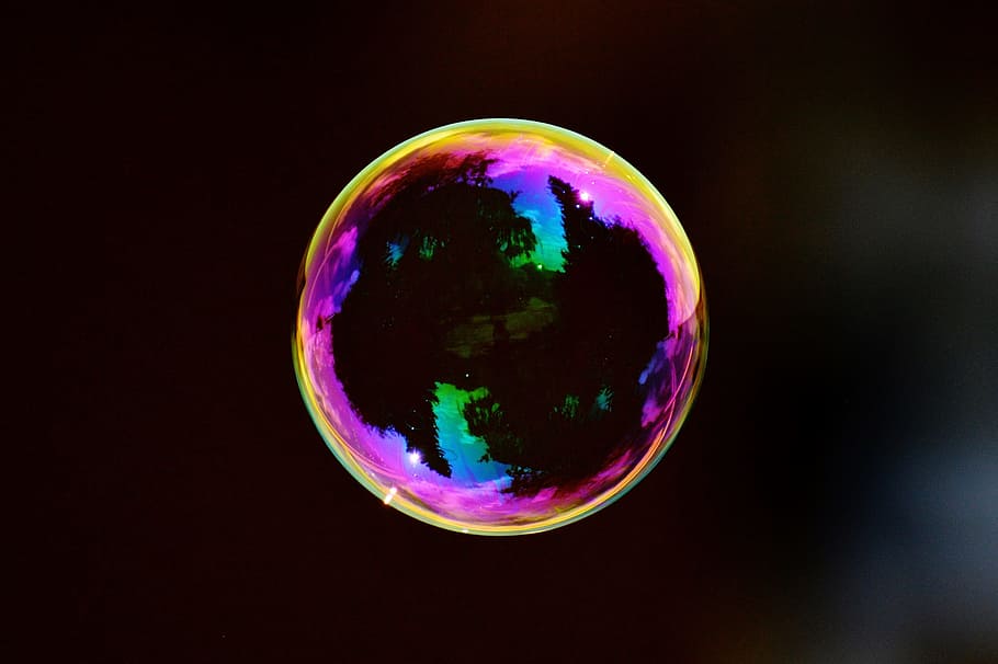 photo of bubbles, soap bubble, colorful, ball, soapy water, make soap bubbles, float, mirroring, multi colored, sphere