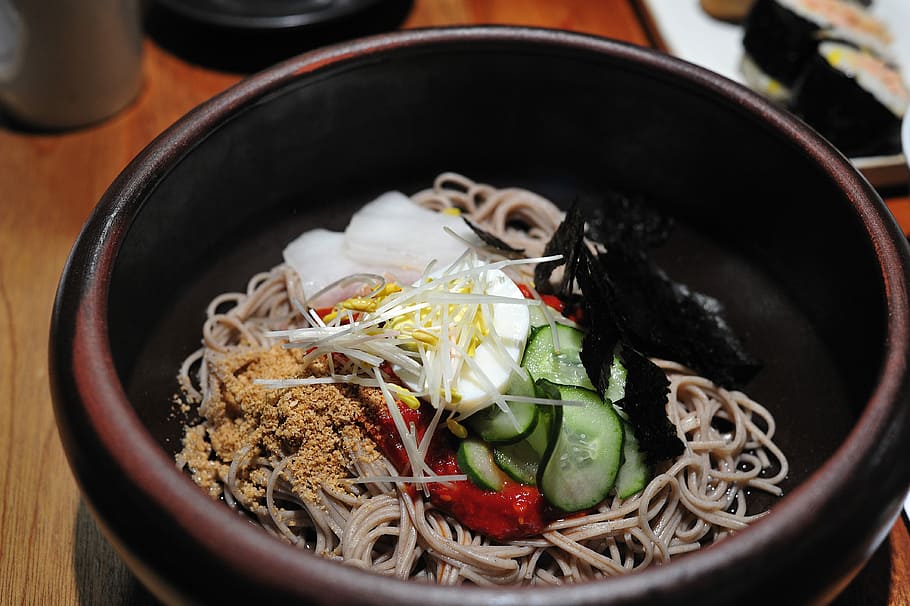 Buckwheat Noodles, Food, noodles, japanese food, high angle view, bowl, food and drink, asian food, pasta, vegetable