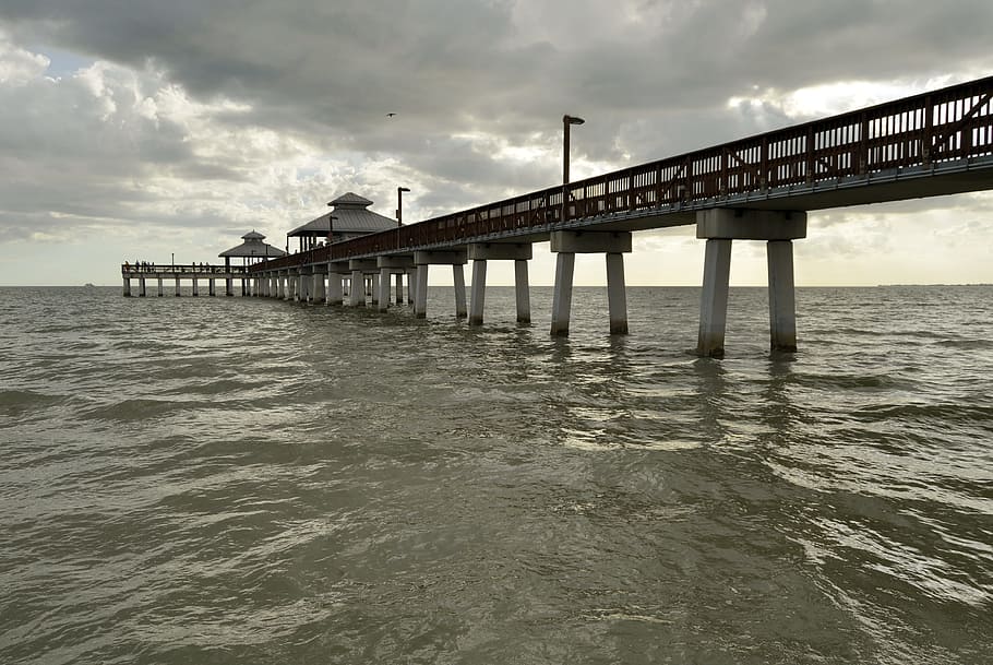 water, sea, pier, ocean, gulf of mexico, gulf, fort myers, florida, fl, usa