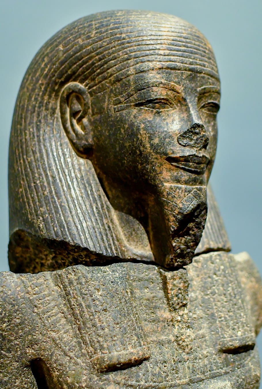 cinza, marrom, pedra, escultura, estátua, egípcio, antiga, arte, Egito, faraó