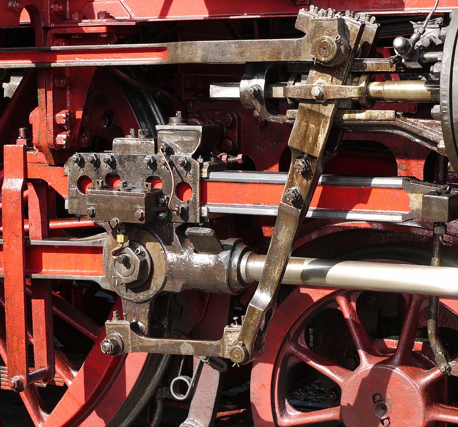 steam locomotive, triebwek, drive, linkage, wheel, railway, locomotive, loco, train, nostalgia